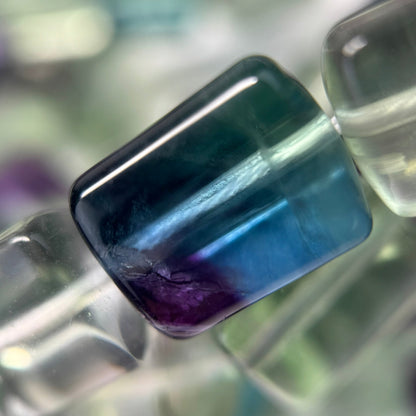 Rainbow Fluorite Polished Tube Trillian Cut Gemstone Beads