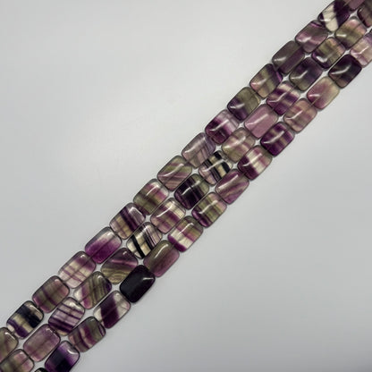 Rainbow Fluorite Polished Rectangular Cut Gemstone Beads