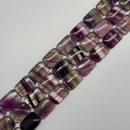 Rainbow Fluorite Polished Rectangular Cut Gemstone Beads