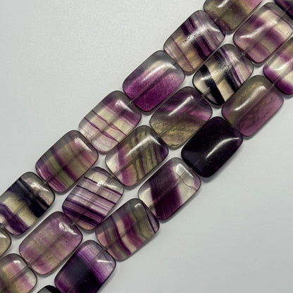 Rainbow Fluorite Polished Rectangular Cut Gemstone Beads