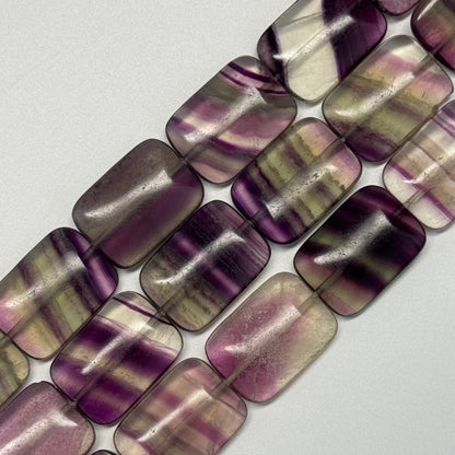 Rainbow Fluorite Polished Rectangular Cut Gemstone Beads
