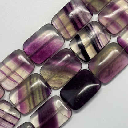 Rainbow Fluorite Polished Rectangular Cut Gemstone Beads