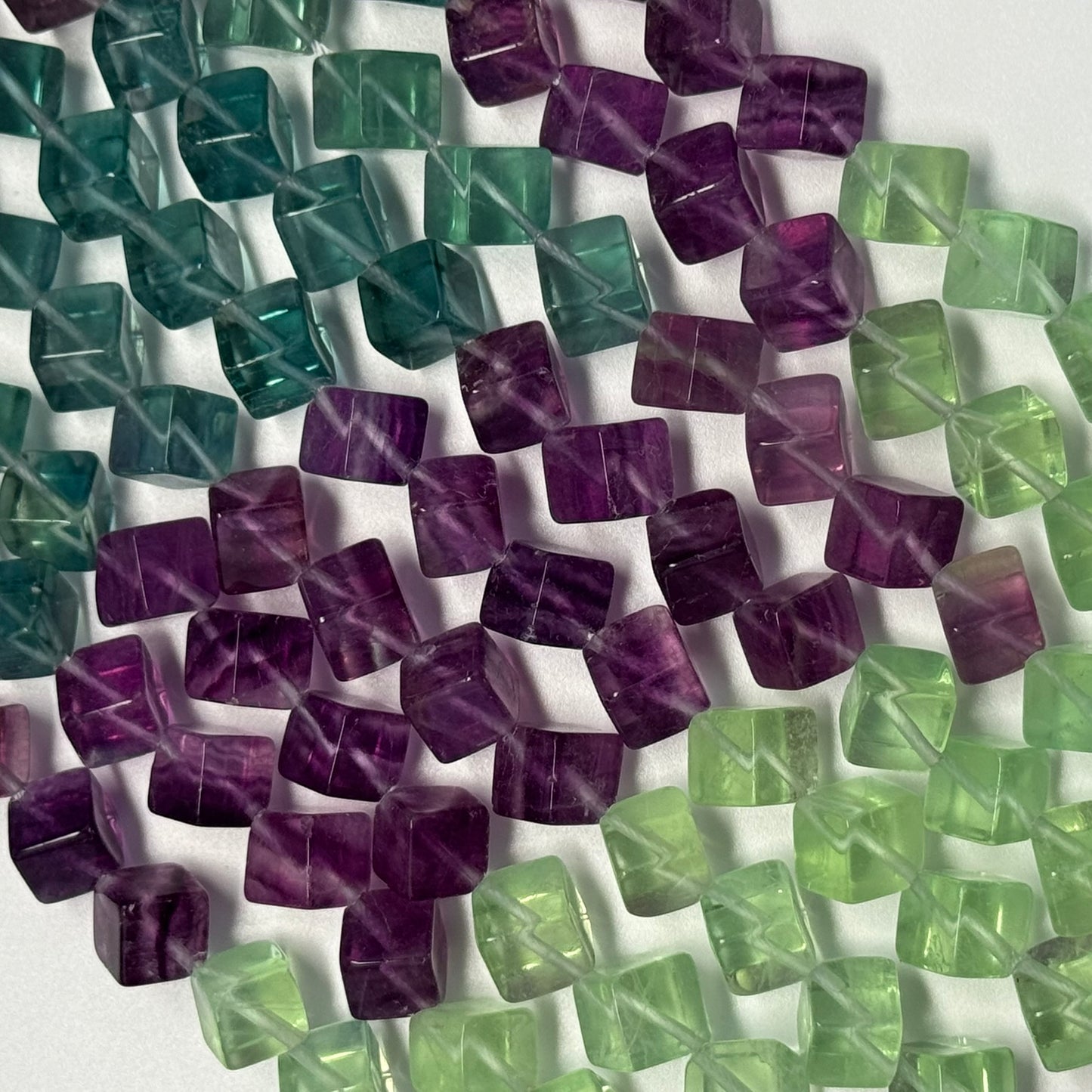 Multicolor Fluorite Polished Cube Gemsotne Beads (AA Quality)