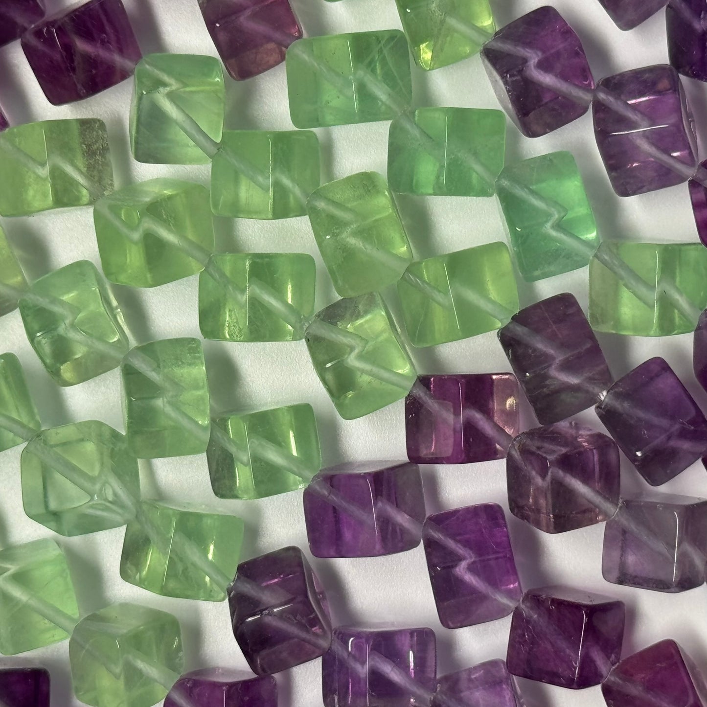 Multicolor Fluorite Polished Cube Gemsotne Beads (AA Quality)