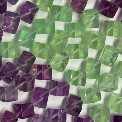 Multicolor Fluorite Polished Cube Gemstone Beads (AA Quality)