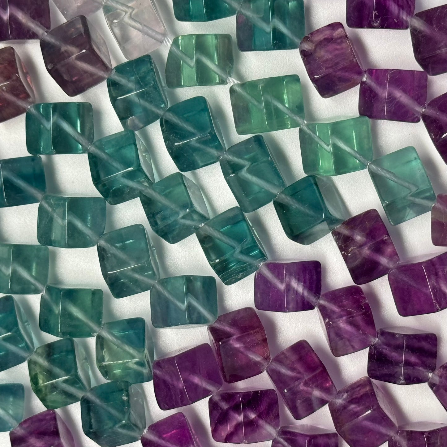 Multicolor Fluorite Polished Cube Gemsotne Beads (AA Quality)