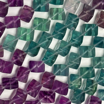 Multicolor Fluorite Polished Cube Gemstone Beads (AA Quality)