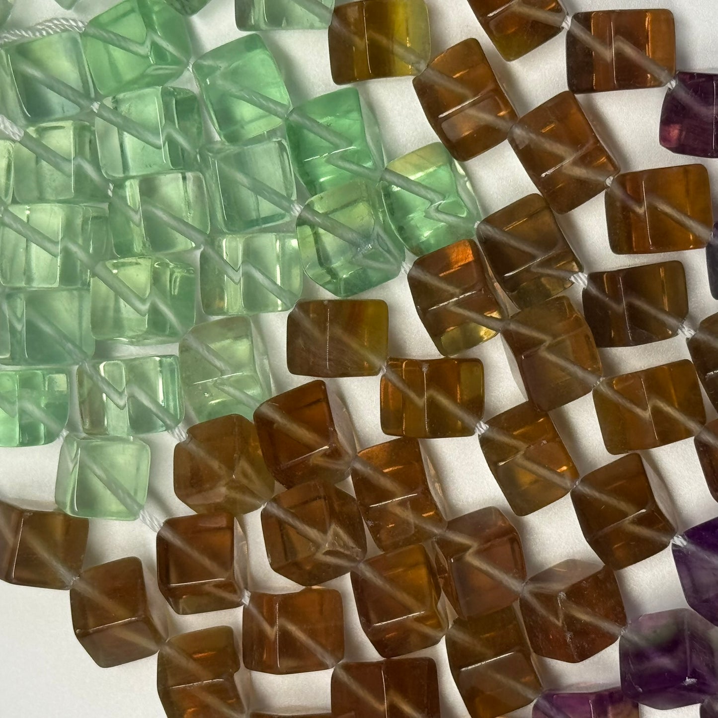 Multicolor Fluorite Polished Cube Gemsotne Beads (AA Quality)