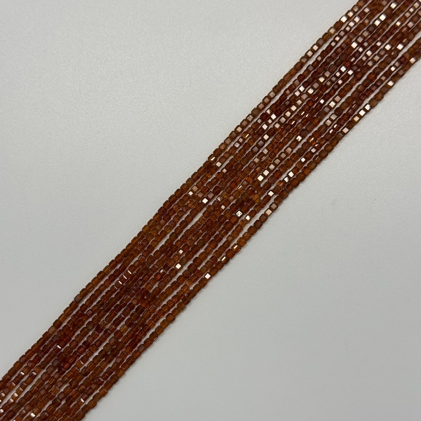 Hessonite Garnet Faceted Square Beads