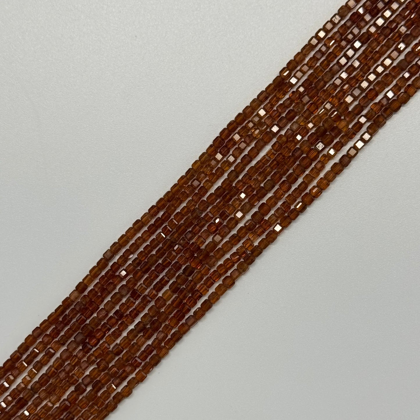 Hessonite Garnet Faceted Square Beads
