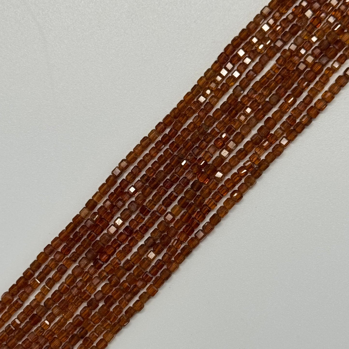 Hessonite Garnet Faceted Square Beads