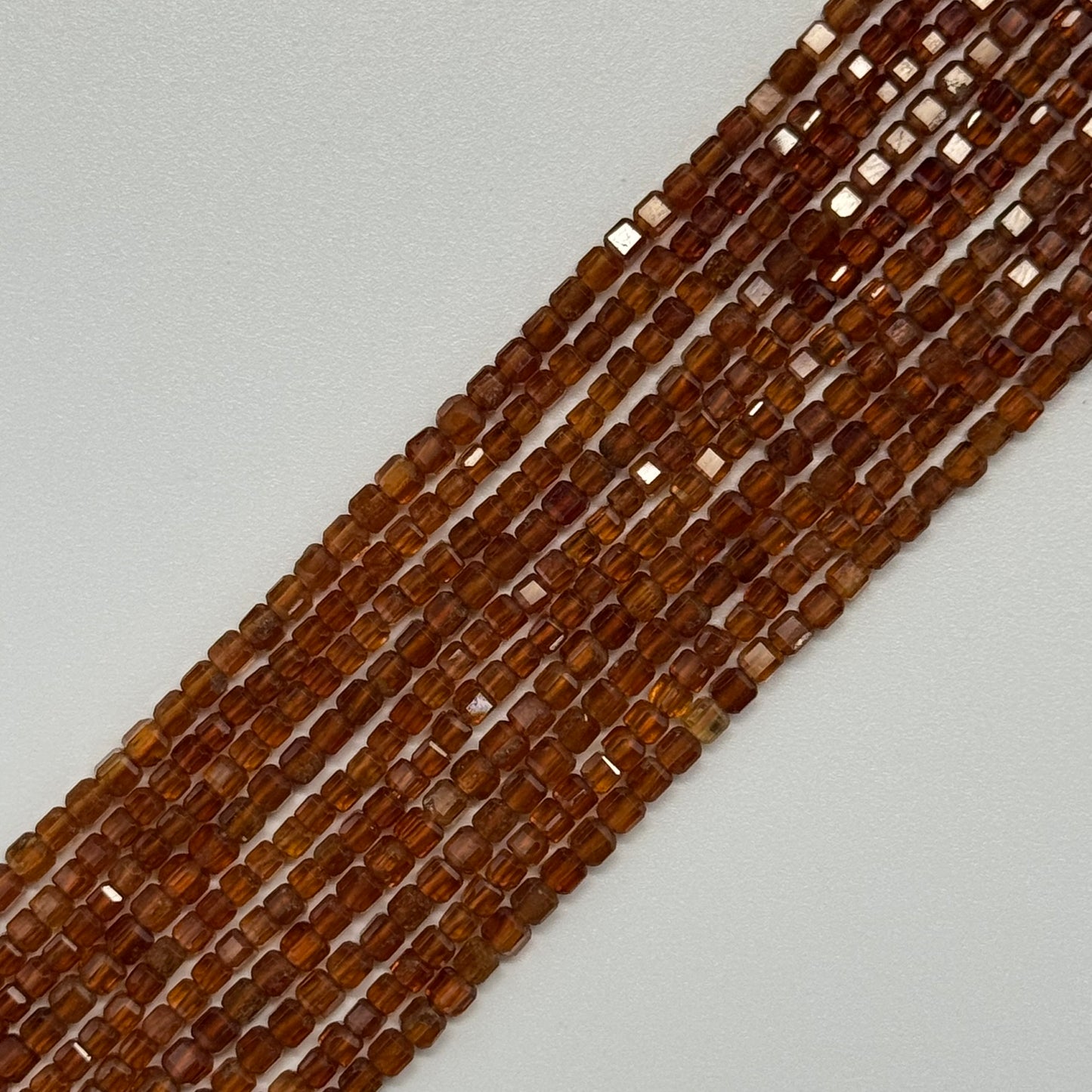 Hessonite Garnet Faceted Square Beads