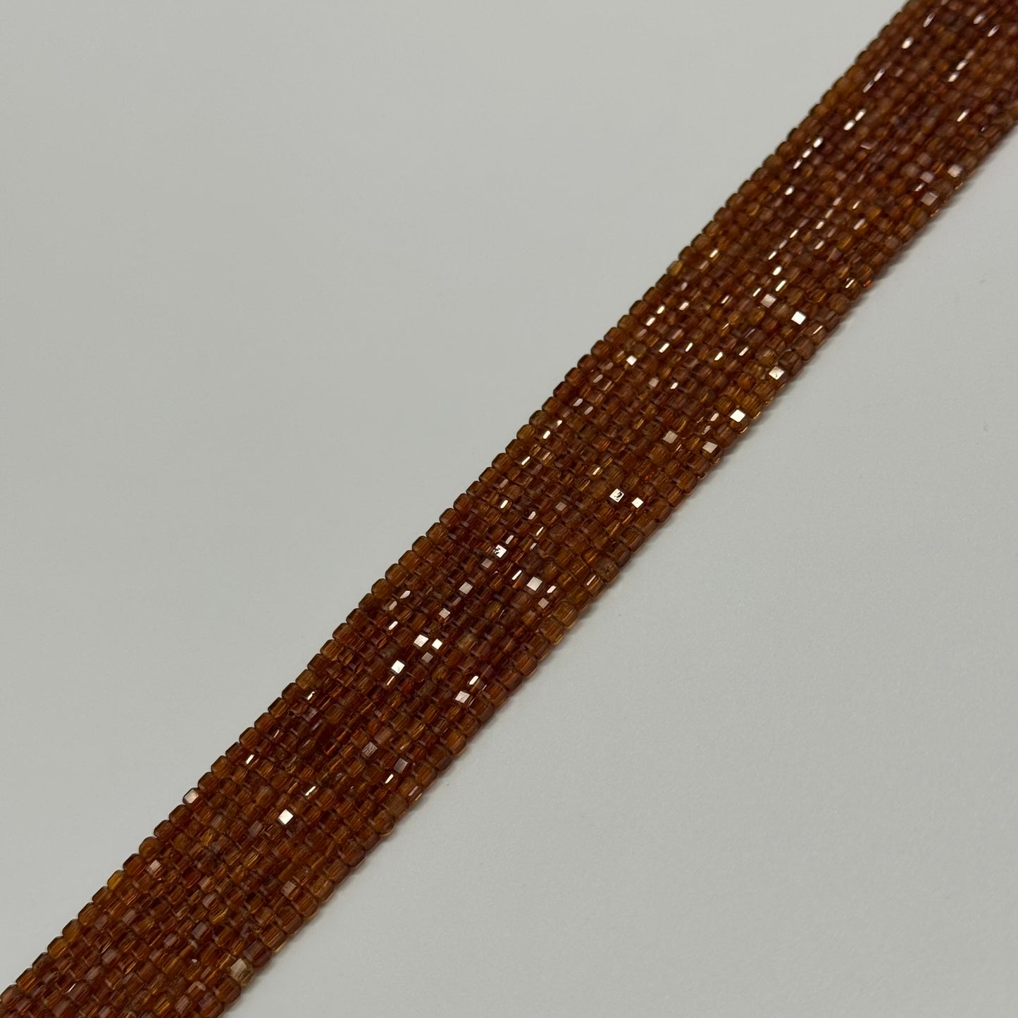 Hessonite Garnet Faceted Square Beads