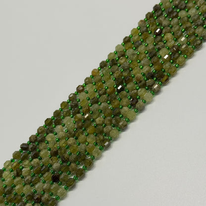 Green Garnet	Faceted Dodecahedron Gemstone Beads	(AA Quality)