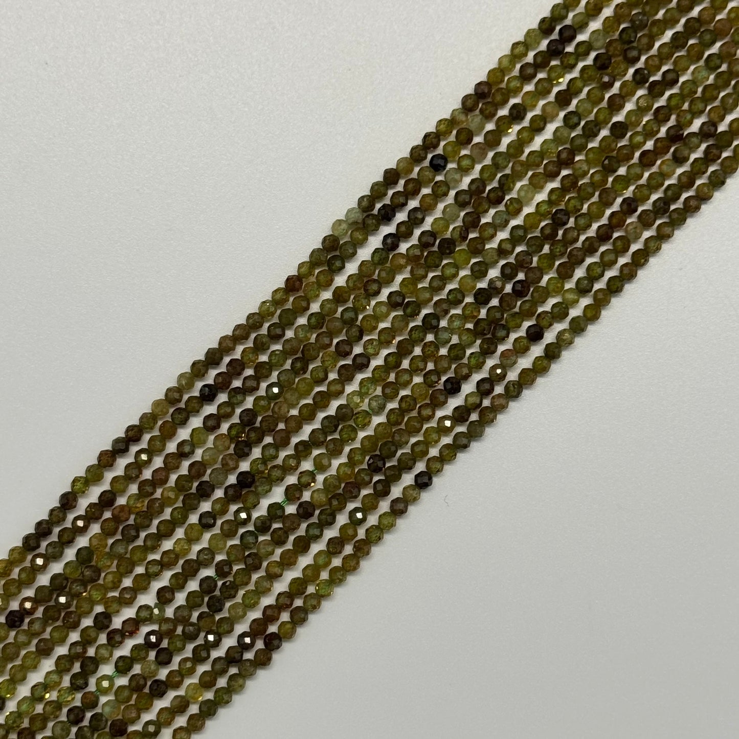 Faceted Green Garnet Beads - Round Shape
