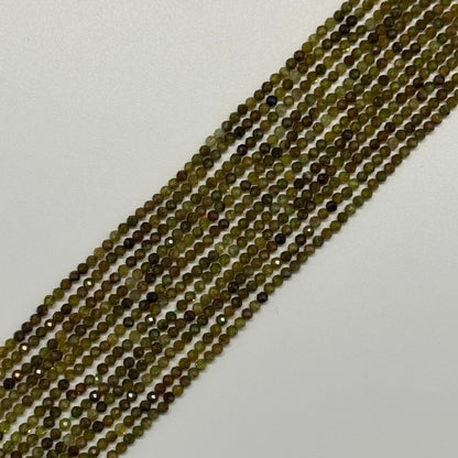 Faceted Green Garnet Beads - Round Shape
