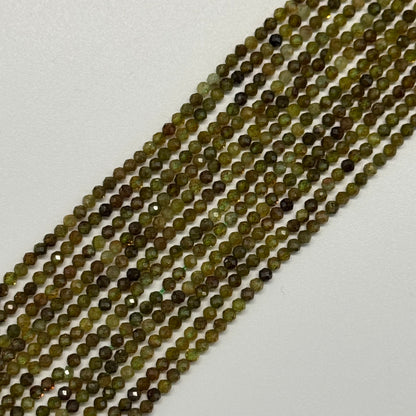 Faceted Green Garnet Beads - Round Shape