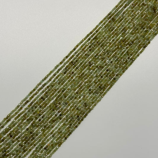 Faceted Green Garnet Beads - Round Shape