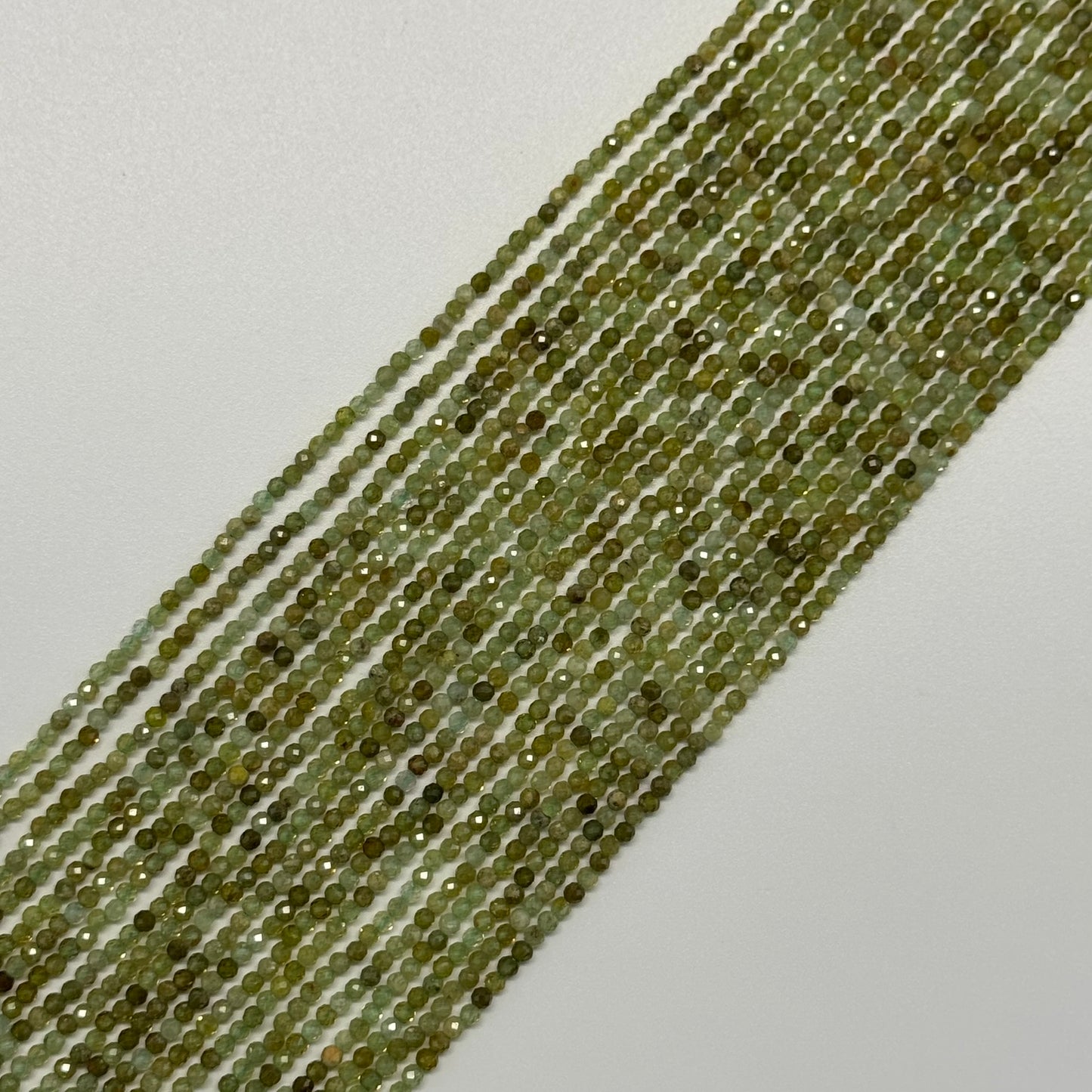 Faceted Green Garnet Beads - Round Shape