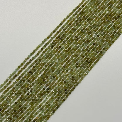 Faceted Green Garnet Beads - Round Shape