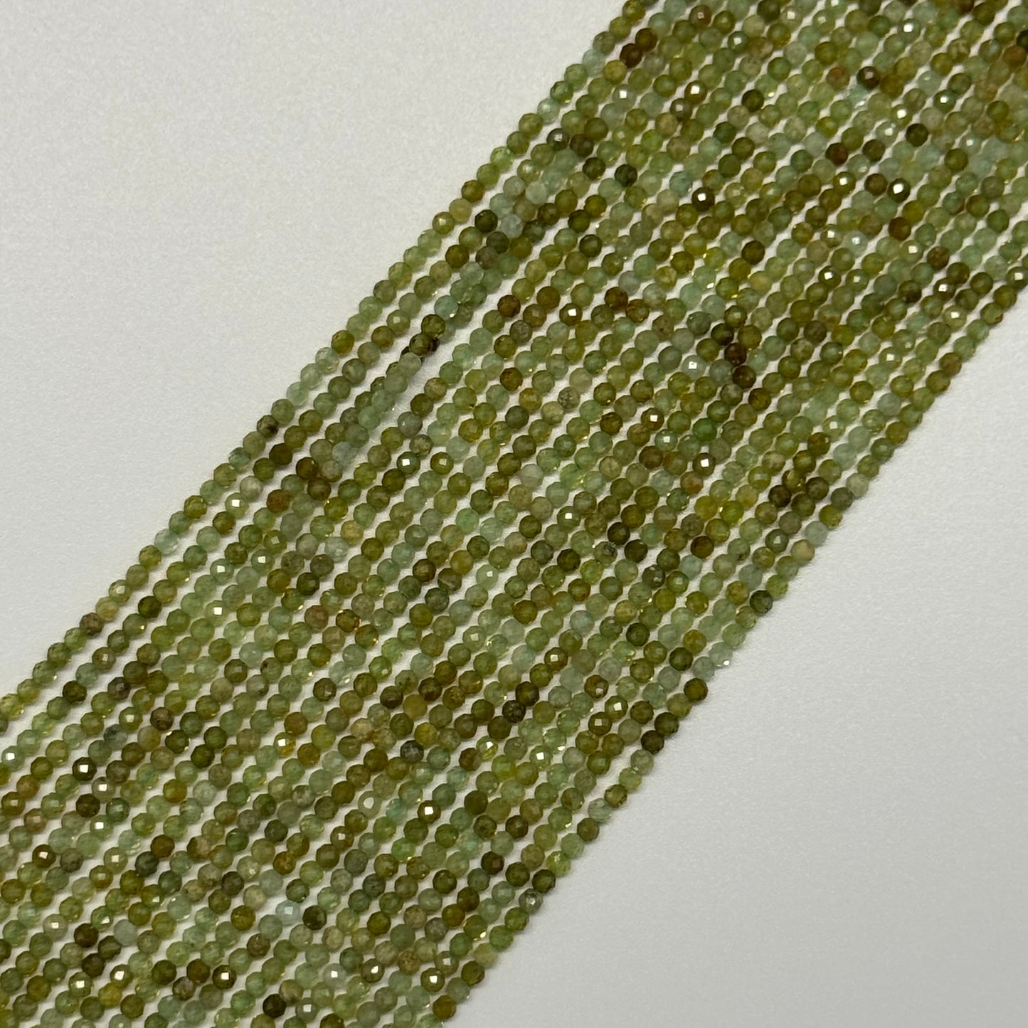 Faceted Garnet Beads - Green Garnet Beads - Rondelle Shape