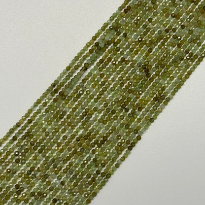 Faceted Garnet Beads - Green Garnet Beads - Rondelle Shape