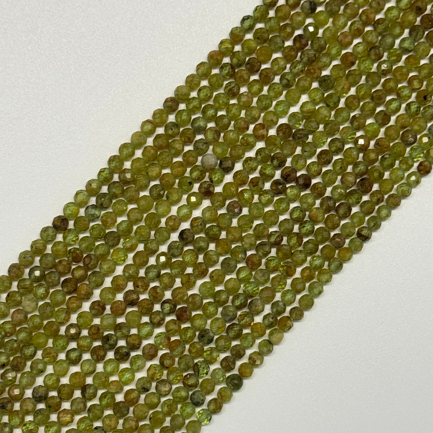 Faceted Green Garnet Beads - Round Shape