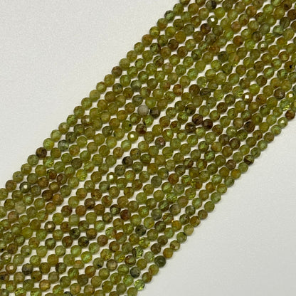 Faceted Green Garnet Beads - Round Shape