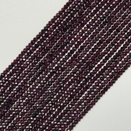Rhodolite Garnet Beads - Faceted Garnet Beads - Rondelle Shape