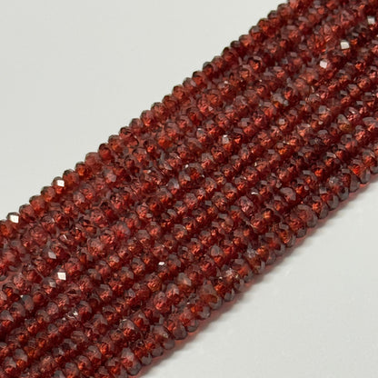 Mozambique Faceted Garnet Gemstone Beads - Rondelle Shape