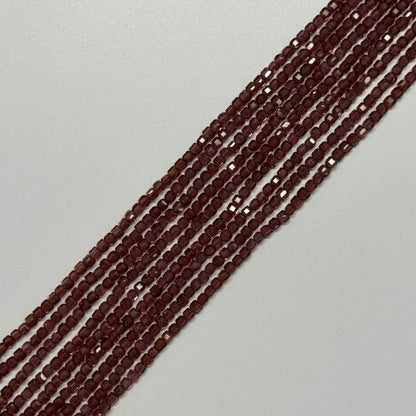 Mozambique Garnet Faceted Square Gemstone Beads (AAA Quality)