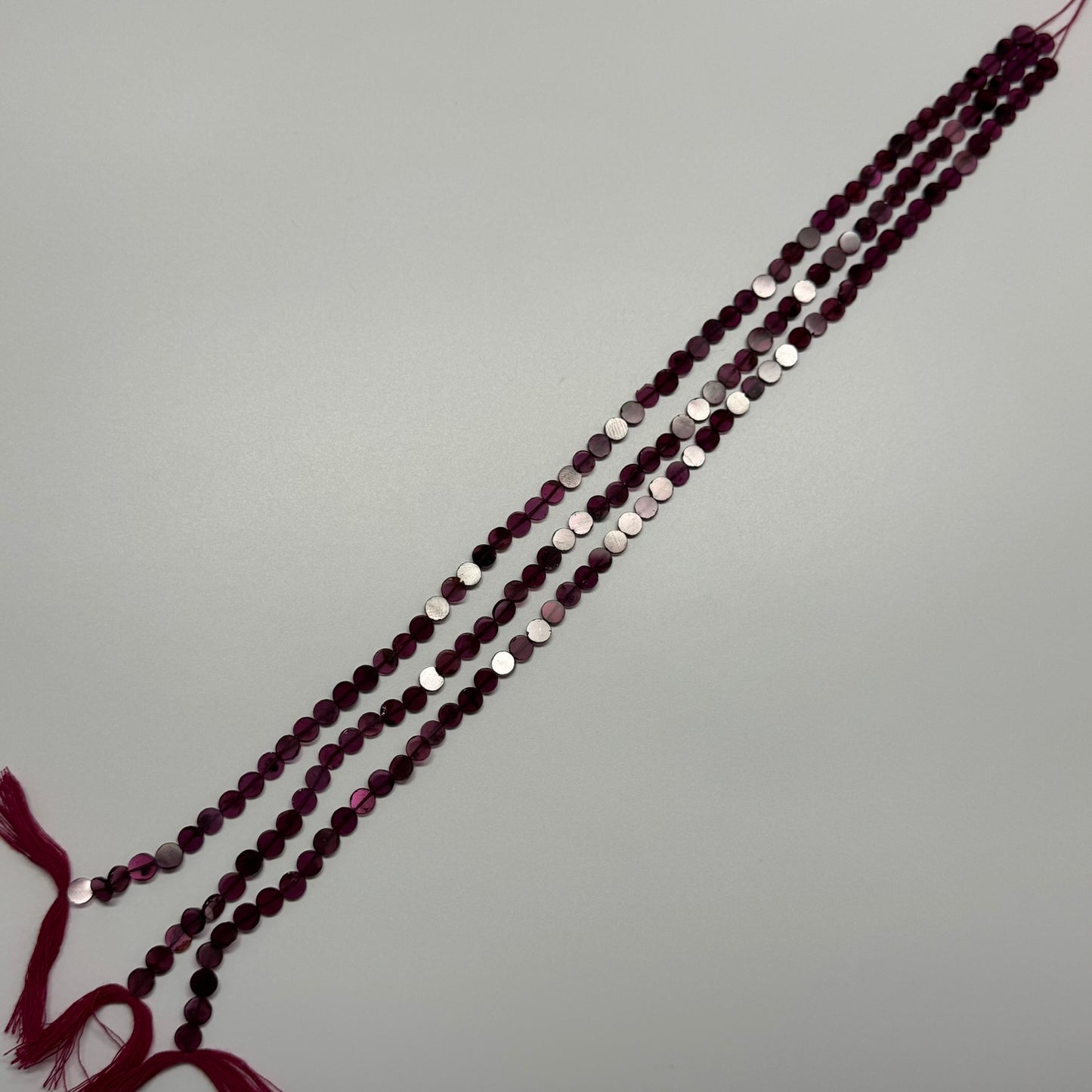 Rhodolite Garnet Polished Flat Round Gemstone Beads (AA Quality)