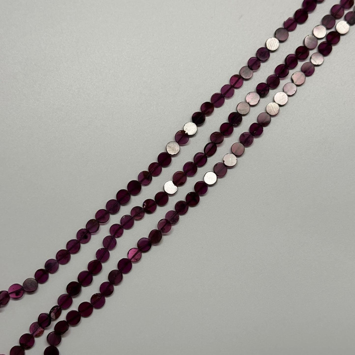 Rhodolite Garnet Polished Flat Round Gemstone Beads (AA Quality)