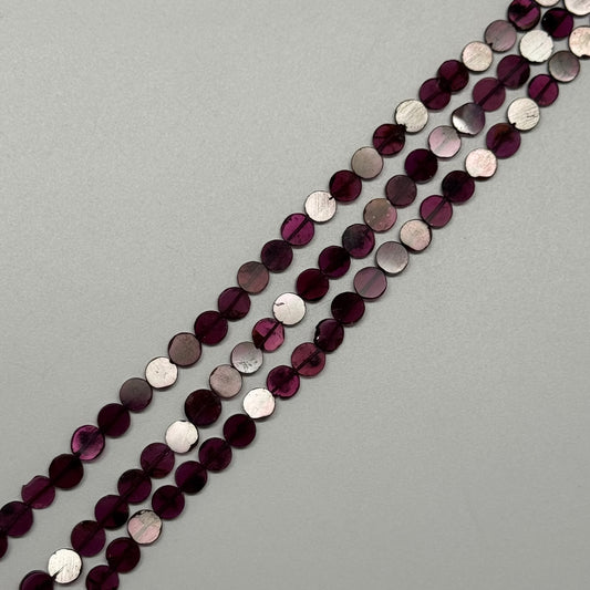 Rhodolite Garnet Polished Flat Round Gemstone Beads (AA Quality)