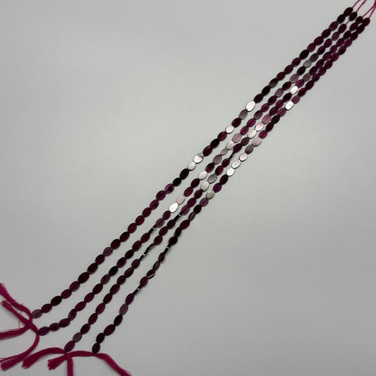 Rhodolite Garnet Polished Flat Oval Gemstone Beads (AA Quality)
