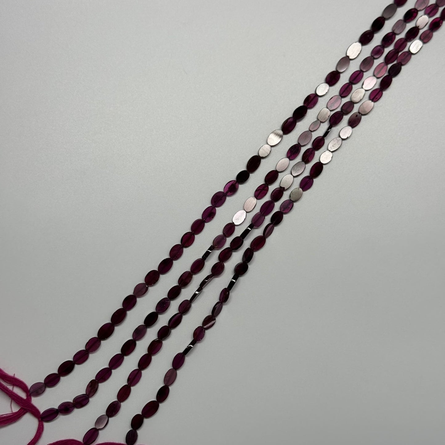 Rhodolite Garnet Polished Flat Oval Gemstone Beads (AA Quality)