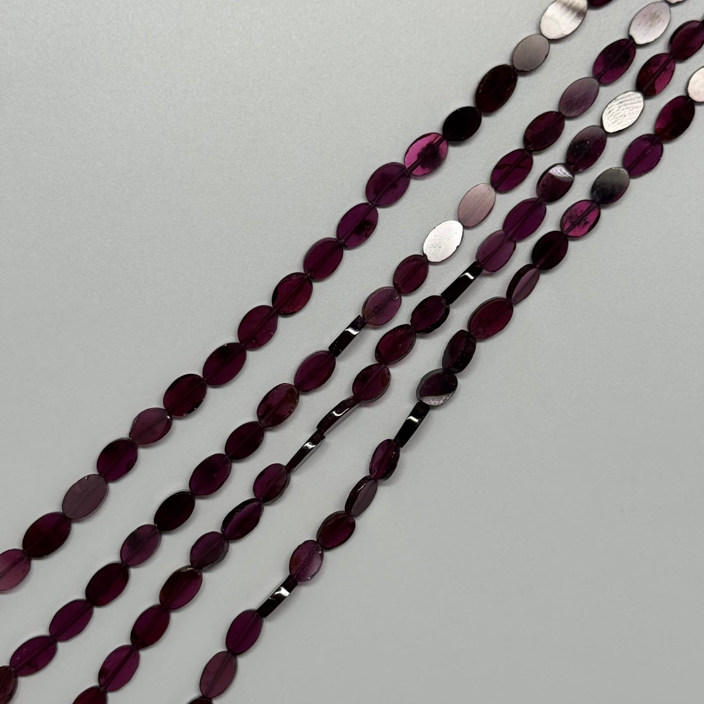 Rhodolite Garnet Polished Flat Oval Gemstone Beads (AA Quality)