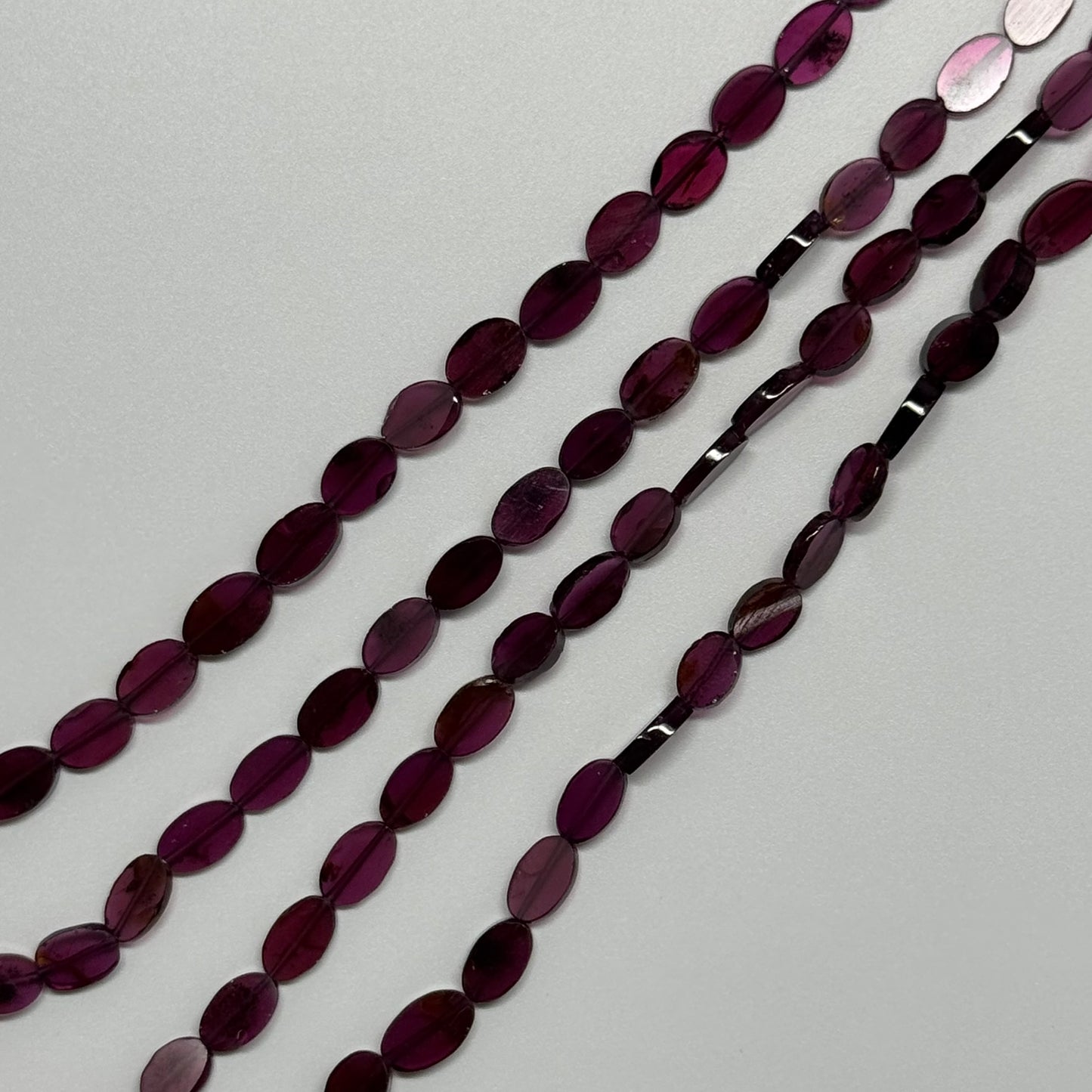 Rhodolite Garnet Polished Flat Oval Gemstone Beads (AA Quality)