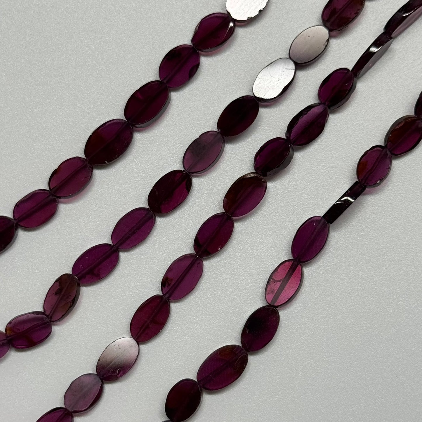 Rhodolite Garnet Polished Flat Oval Gemstone Beads (AA Quality)