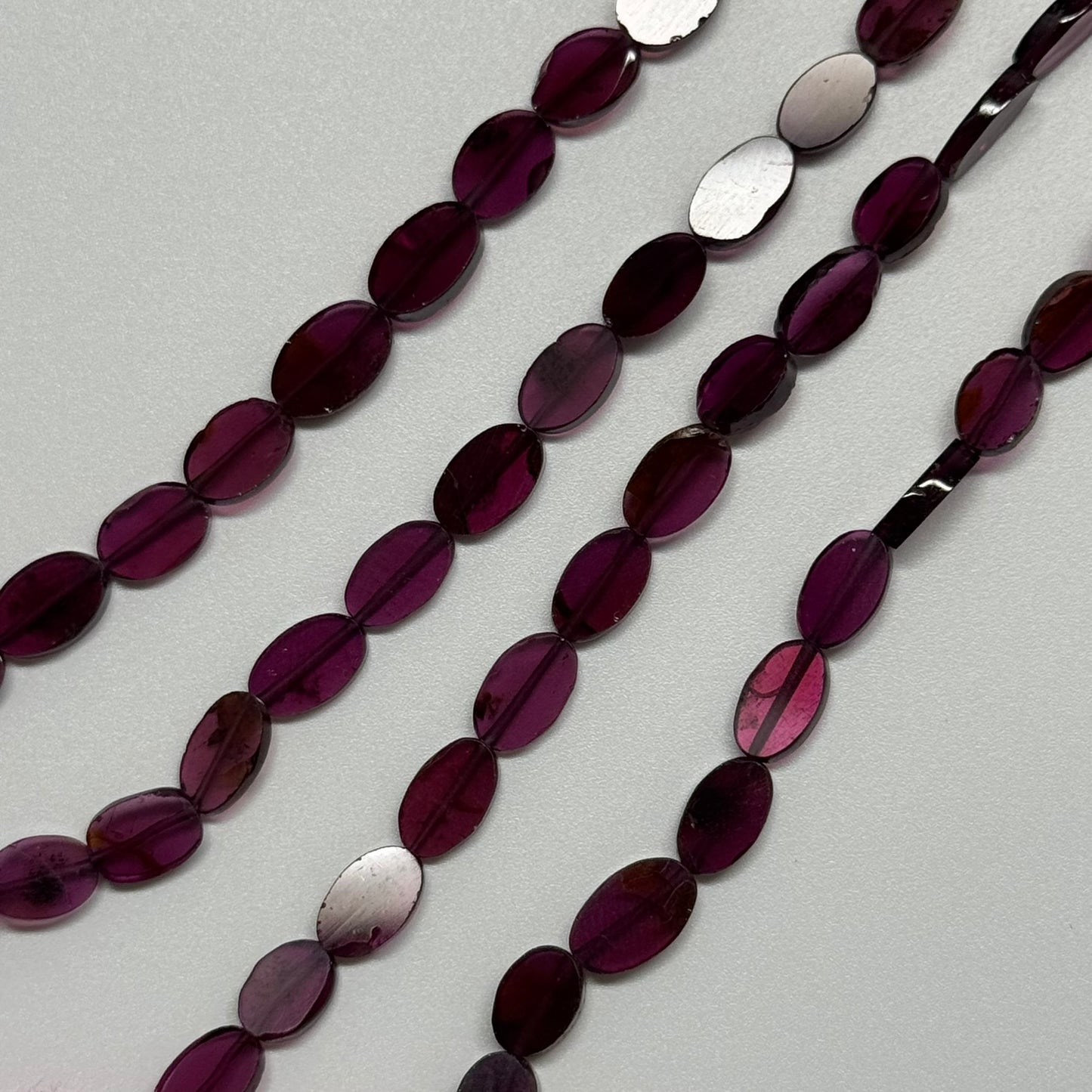 Rhodolite Garnet Polished Flat Oval Gemstone Beads (AA Quality)