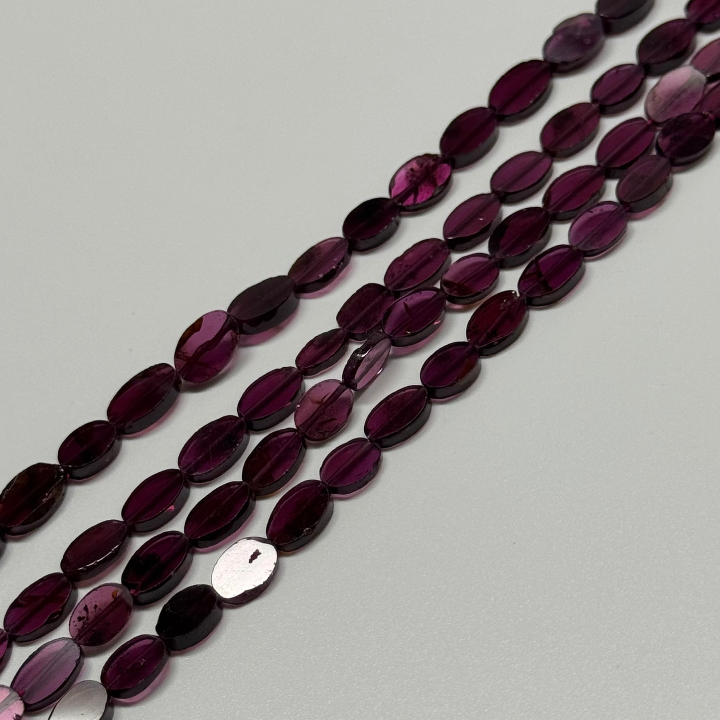 Rhodolite Garnet Polished Flat Oval Gemstone Beads (AA Quality)