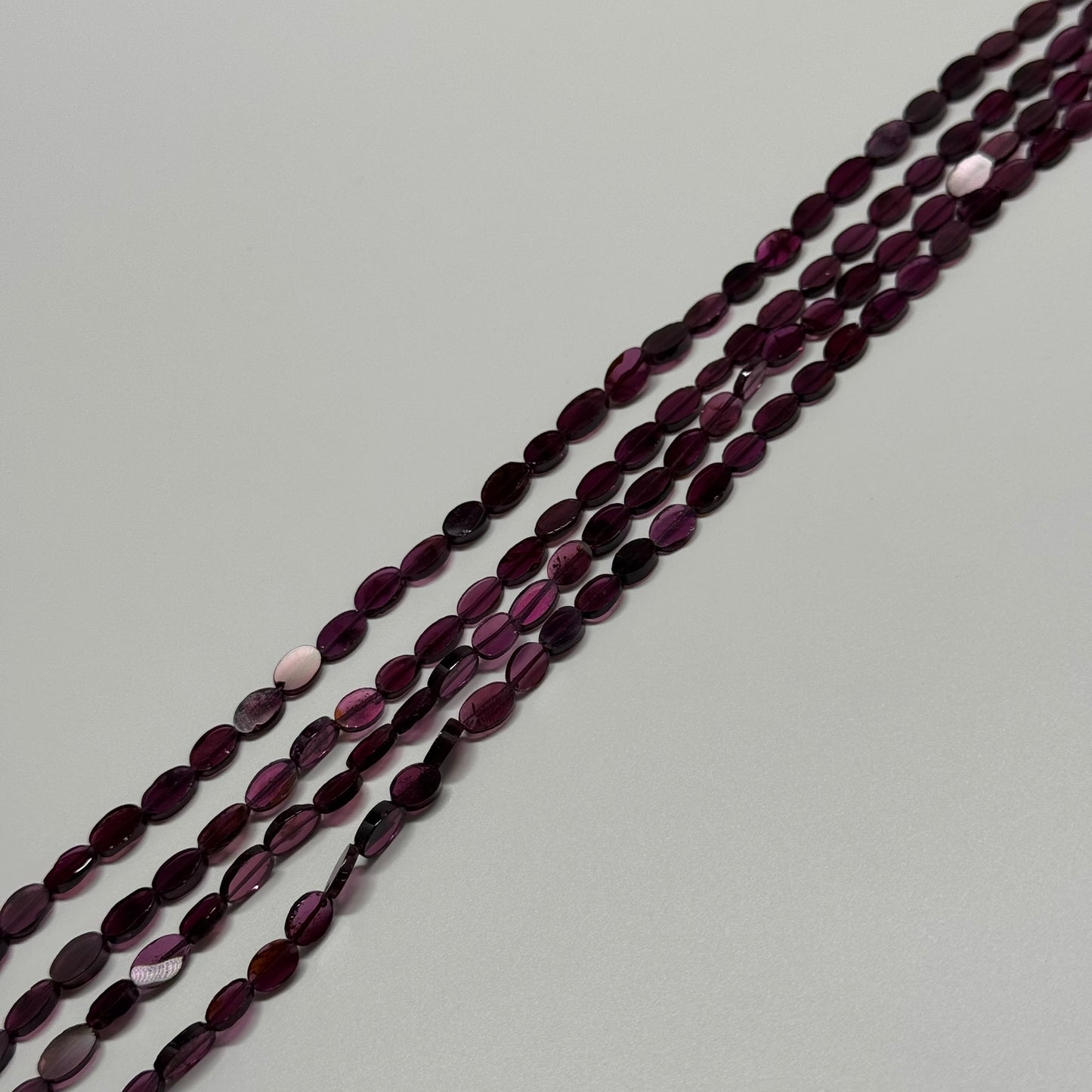Rhodolite Garnet Polished Flat Oval Gemstone Beads (AA Quality)
