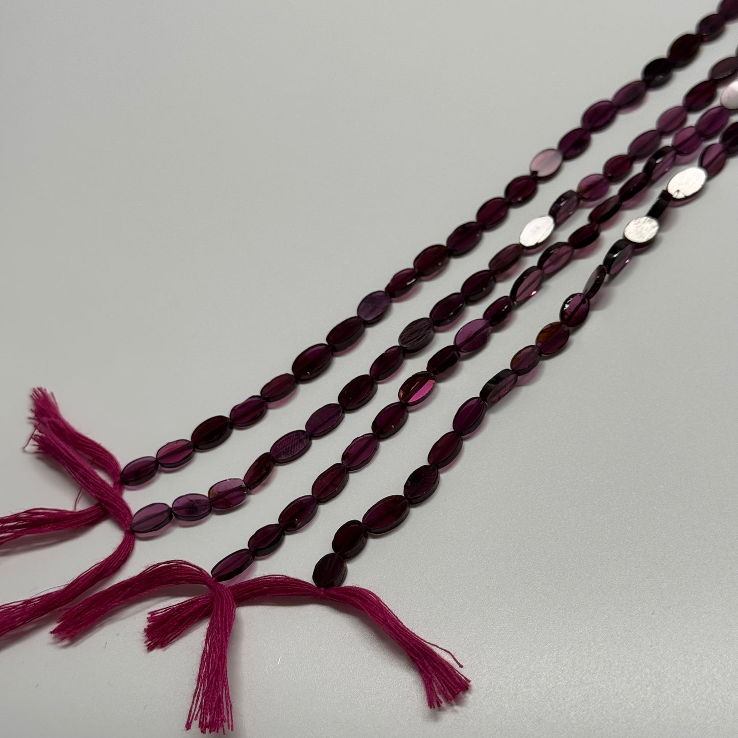 Rhodolite Garnet Polished Flat Oval Gemstone Beads (AA Quality)