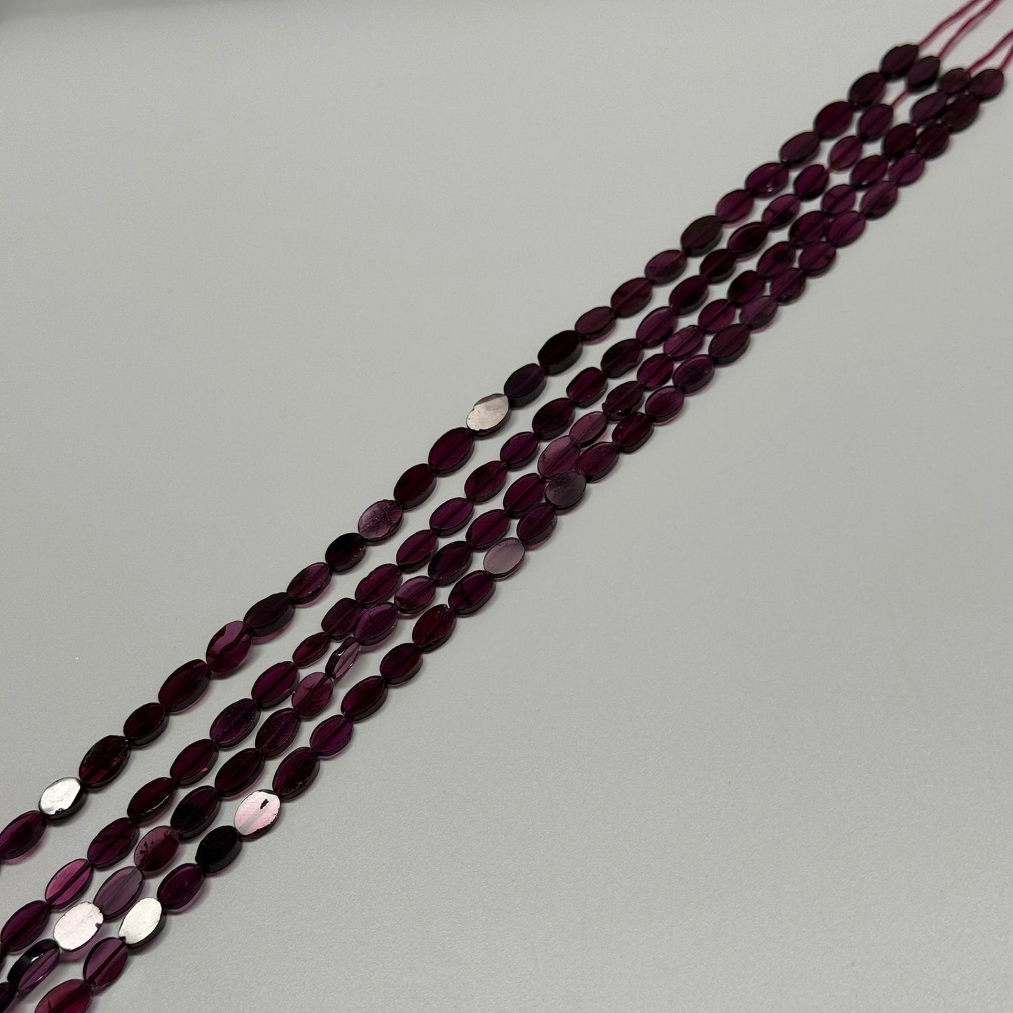Rhodolite Garnet Polished Flat Oval Gemstone Beads (AA Quality)