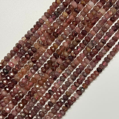 Strawberry Quartz Faceted Rondelle Beads