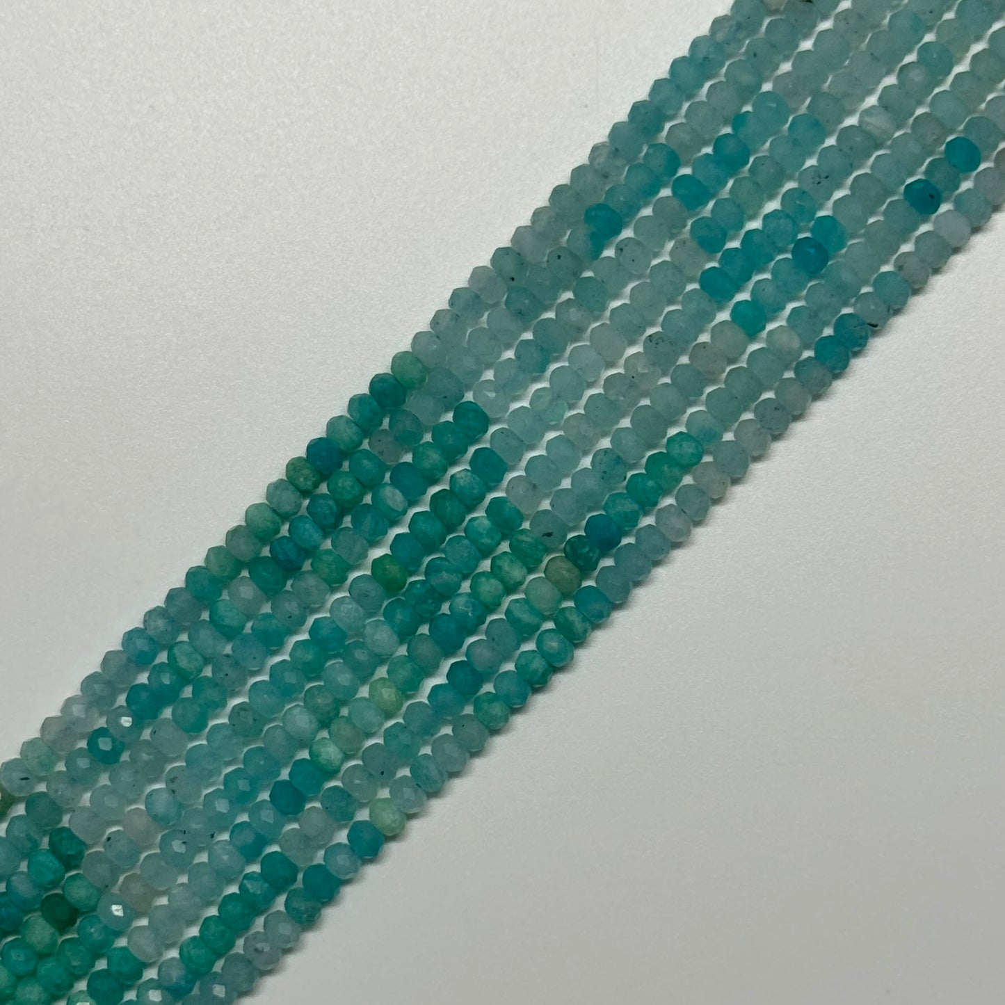 Amazonite Faceted Rondelle Gemstone Beads - (AA Quality)