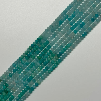 Amazonite Faceted Rondelle Gemstone Beads - (AA Quality)