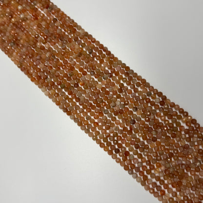 Sunstone Faceted Round Gemstone Beads