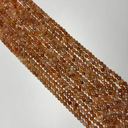 Sunstone Faceted Round Gemstone Beads