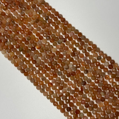 Sunstone Faceted Round Gemstone Beads